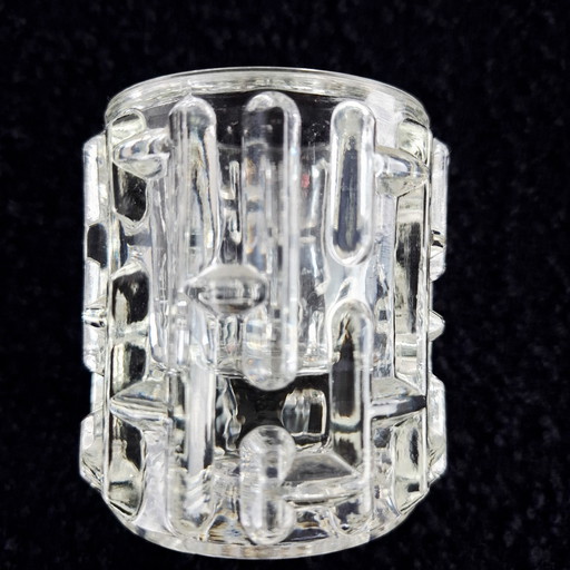 Vintage Teelichthalter im brutalistischen Stil, Sklo Union Rudolfova Vladislav Urban, Glas, 60er/70er Jahre