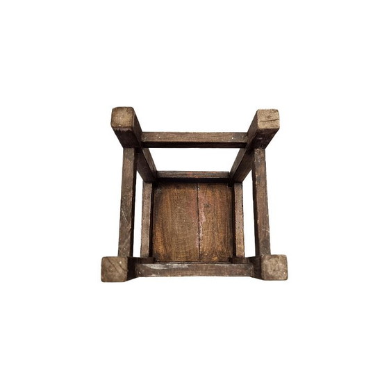 Image 1 of Taburete de taller de madera francés antiguo, mediados del siglo XX.