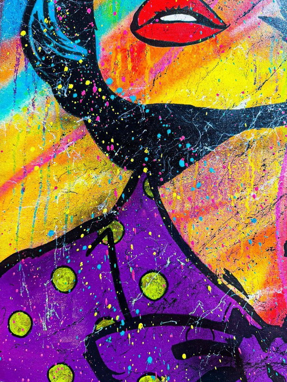 Image 1 of GONGAS - Musa de neón - Lienzo del artista