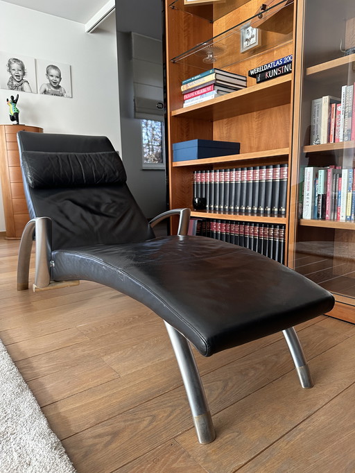 Rolf Benz 2600 Lederen Lounger Zwart