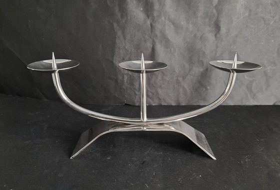 Image 1 of WMF Kurt Radtke verzilverde 3 armige kandelaar uit de beroemde Ikora Collectie 60er jaren. 