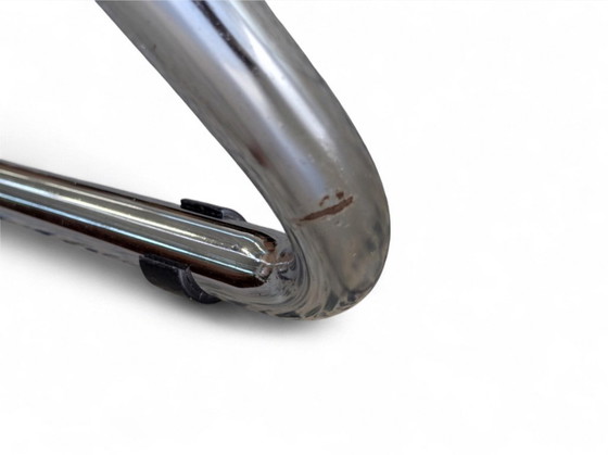 Image 1 of 2x Vintage Chrome Chairs 70s | Retro Design | Fabric Upholstery Green | Mid - Century Chairs | Space Age Chair Set