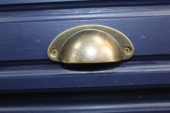 Image 1 of VINTAGE 7-DRAWER MIDNIGHT BLUE WARDROBE 1960 FRANCE