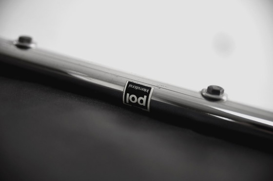 Image 1 of Vintage Mid-Century Minimalist Chrome & Black Leather Club Chairs from POL International, 1960s, Set of 2