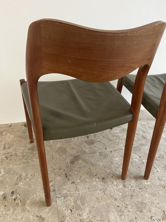 Image 1 of Sedie da pranzo danesi Mid-Century - Coppia Niels Otto Møller, modello 71, per J.L. Møllers Møbelfabrik