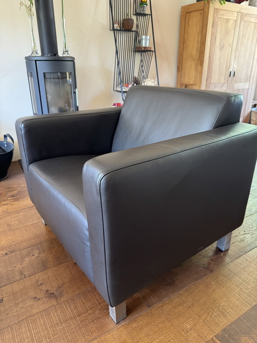 1x Chaise Montel sur mesure, cuir, couleur marron