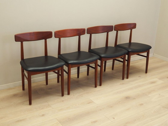 Image 1 of Set van vier teakhouten stoelen, Deens ontwerp, jaren 1960, fabricage: Bruno Hansen, ontwerper: Henning Kjærnulf