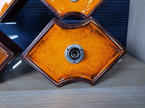 Image 1 of Satz von 4 Keramik-Wandlampen, Pan Keramik-Wandlampen 1970er Jahre