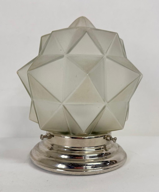 Matte glass STER ceiling lamp clear glass chrome holder Art Deco