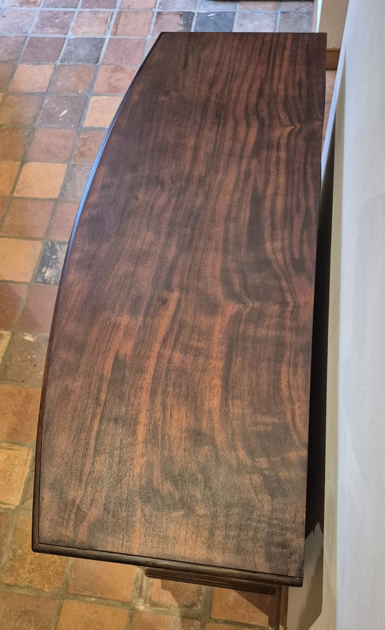 Image 1 of Strak antiek Hollands roldeur tambour cabinet, bow front kast