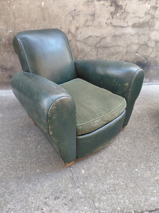Image 1 of Pair of leather club chairs