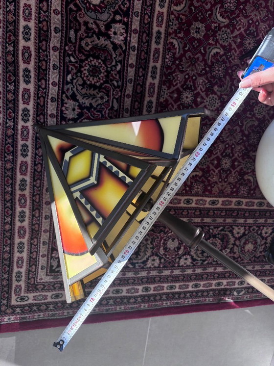 Image 1 of Lámpara de araña de vidrieras Art Déco de la Escuela de Ámsterdam, Holanda