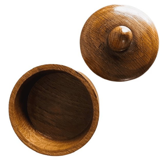 Image 1 of Pot vintage en bois de teck tourné à la main, datant des années 1960.