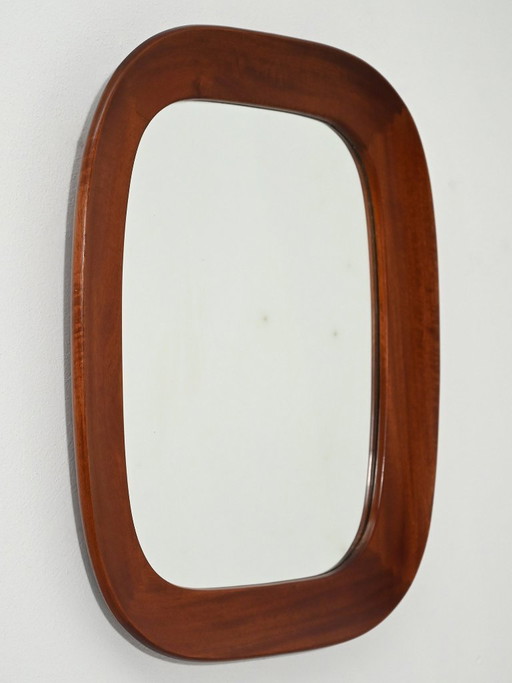 Miroir des années 1950 avec cadre en acajou