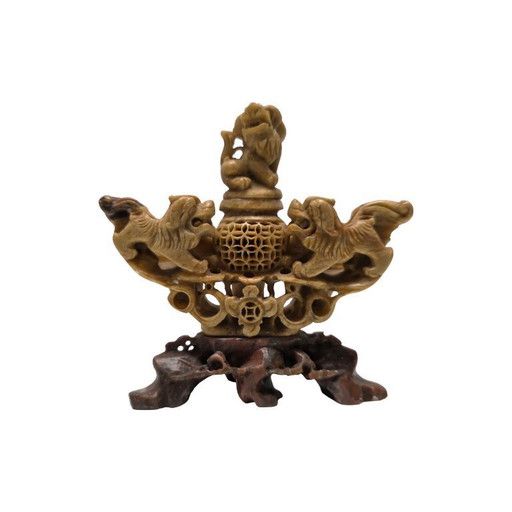 Bruciatore d'incenso cinese d'epoca in pietra ollare, seconda metà del XX secolo