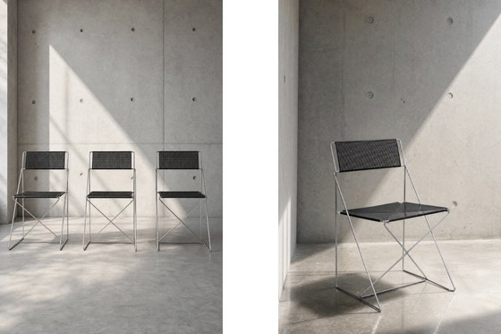 Image 1 of Vintage minimalistische metalen X-Line stoelen van Niels Jørgen Haugesen voor Hybodan, jaren 70, set van 4