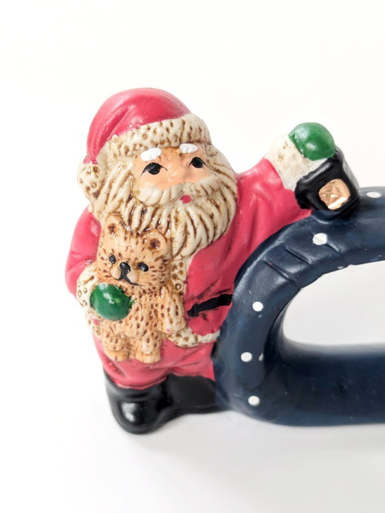 Image 1 of Set di 4 anelli per tovaglioli in porcellana vintage | Decorazioni natalizie tedesche dipinte a mano