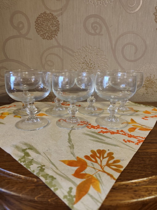 vintage 7 delige luminarc  champagnecoupes glazen 