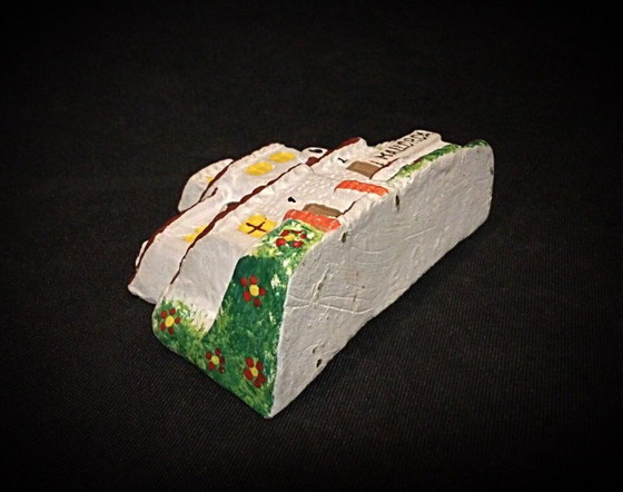 Image 1 of Hand-Painted Miniature House Figurine from Mallorca – Colorful Plaster Model - 2Y19