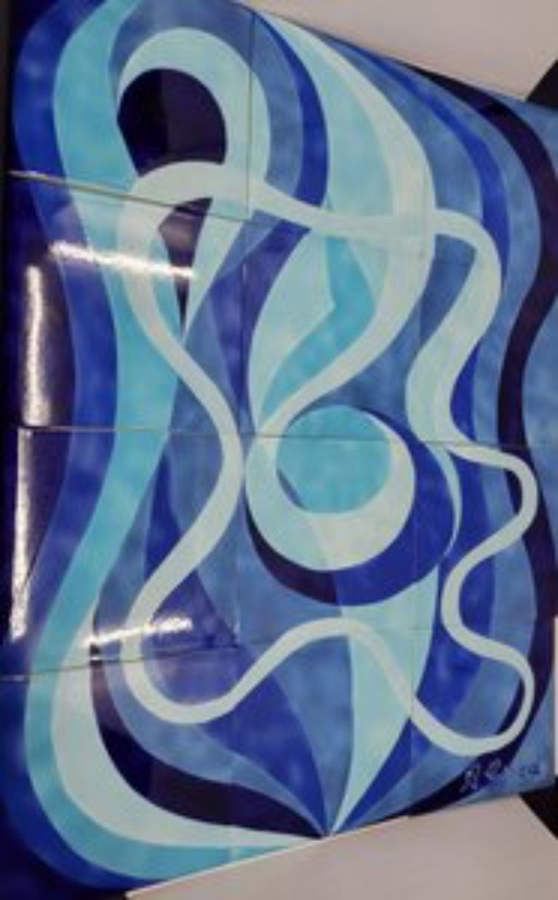Arthur Girod ceramic fresco France 1950 set of 12