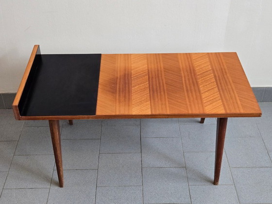 Image 1 of Vintage bijzettafel uit de jaren 50, zwart formica en mahoniehout, jaren 50, DLG Andre Monpoix