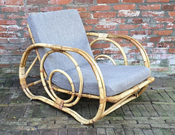 Twee vintage, design fauteuils van bamboe en rotan (photo 6 of 15)