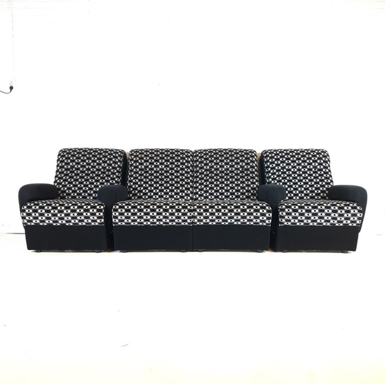 Image 1 of Vintage modulaire bank 4 delig mid century modern design zwart wit