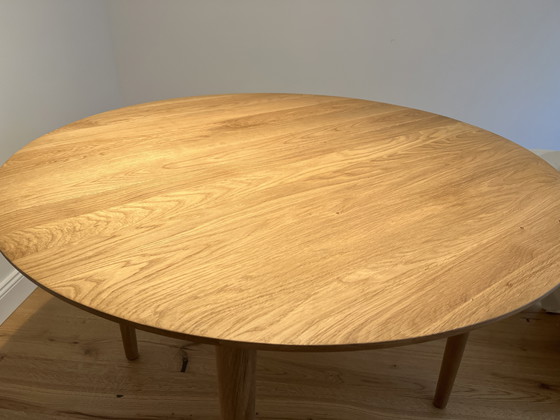 Image 1 of Fdb Møbler - C62E Bjørk Extendable oak table Round wooden table