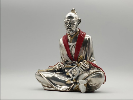 Image 1 of Vintage Arnaldo Giannelli 925 Zilveren Samurai Sculptuur (1984) – Italiaans Design