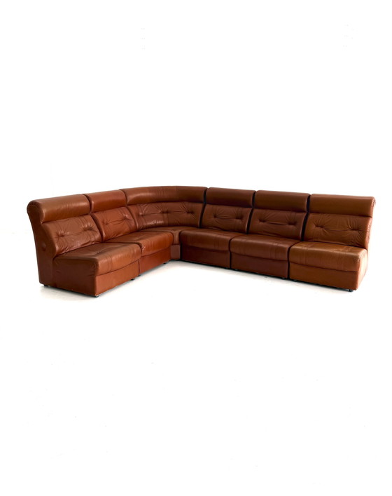 Vintage 6-Delige Modulaire Leren Bank, Jaren ‘80 – laauser, Modulaire banken, Wood, Leather (photo 14 of 14)