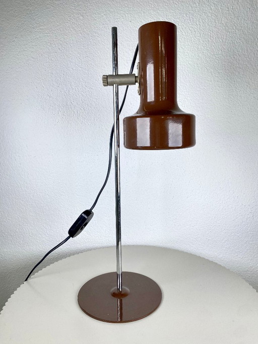 Vintage Space Age Adjustable Desk Lamp – Brown Retro Spotlight Table Lamp - 1970s Design Lighting - Articulated Modernist Lamps