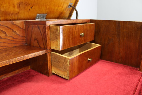 Image 1 of Mobile antico con zona scrittura, finitura noce, anni '30, Cecoslovacchia