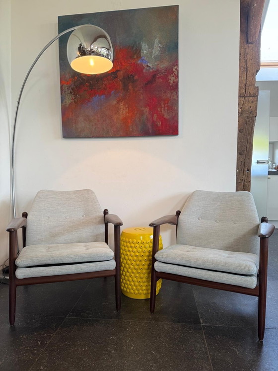 Image 1 of Set di 2 poltrone vintage di design Hulmefa – teak – anni '60 – metà secolo