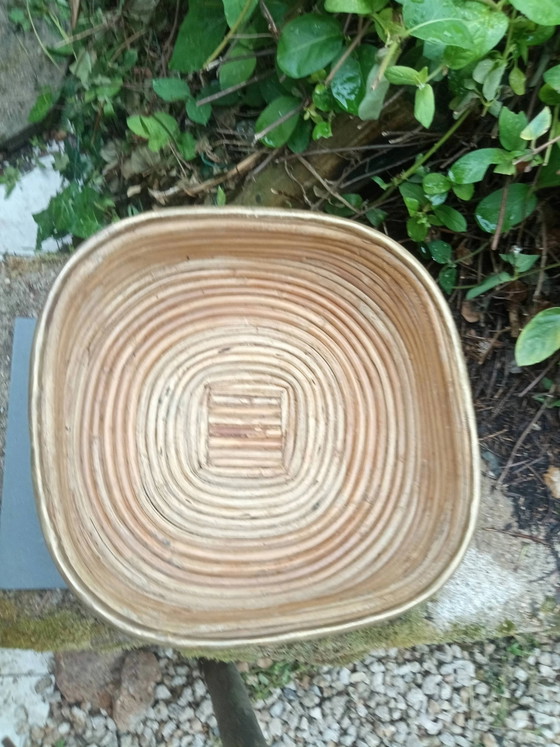 Grande cesto in vimini e ottone degli anni '60 Italia Gabriella Crespi – Oggetti decorativi, Wicker, Rattan (photo 4 of 5)