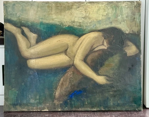 Antique painting, oil on canvas, signed Michel DUTRIEU (1910-1993) – kunst, Wood