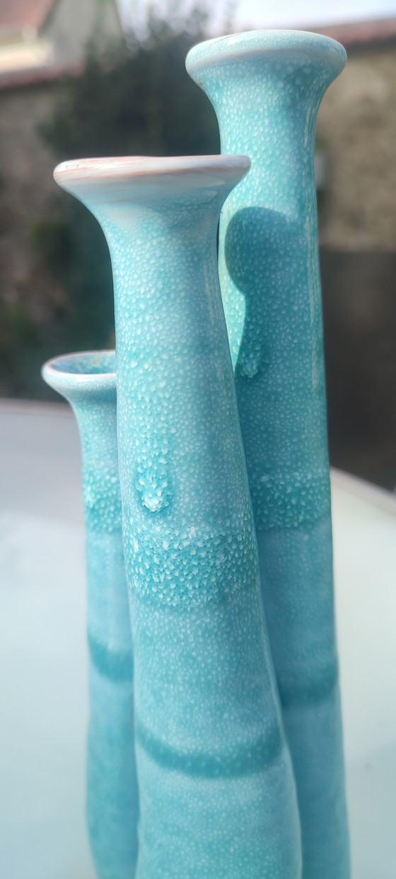 Orgel" Dreifach-Soliflore-Vase aus handgefertigter Keramik – Terre cuite émaillée, Vasen, Ceramic (photo 5 of 10)