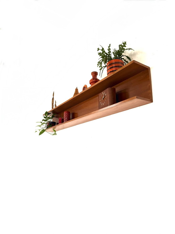 Vintage XL (199cm) Teakhouten Wandplank, Jaren ‘60 – Wandkast, Wood (photo 6 of 13)