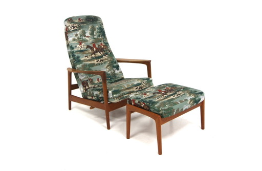 Set aus skandinavischem Siesta Sessel und Ottoman von Folke Ohlsson für Dux, Schweden, 1960