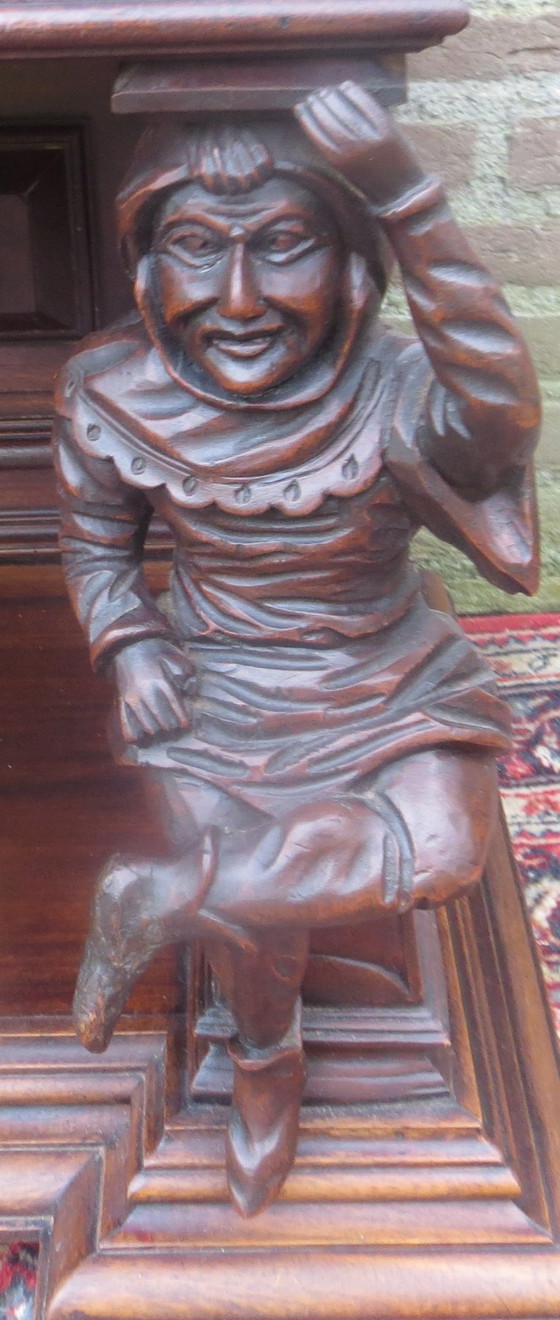 Unique Carved Vintage Cabinet with Carving and Beautiful Figures 1 Large Deep Drawer Very Good Condition (photo 8 of 11)
