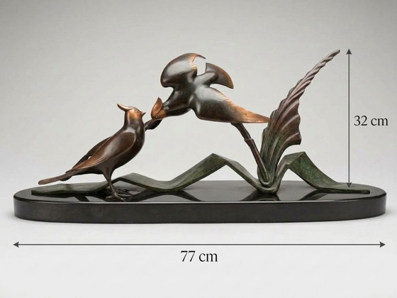 Marcel GUILLEMARD (1886–1932) / Atelier Primavera — Coppia di Cince dal Ciuffo, Importante Scultura Art (photo 20 of 20)