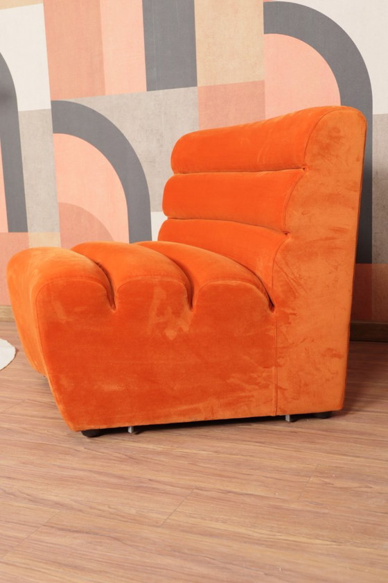 Image 1 of Sofá modular de 2 plazas en terciopelo naranja quemado