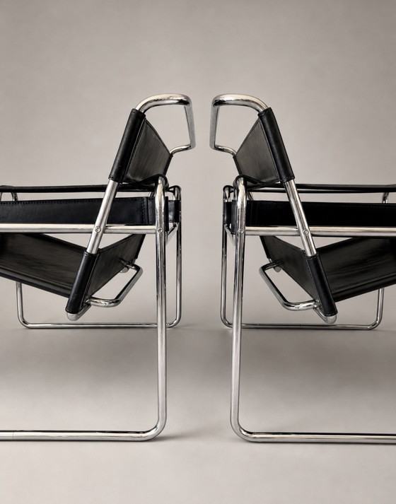 Image 1 of 2 Vintage Wassily Chairs by Marcel Breuer for Fasem, Italy, ca80s