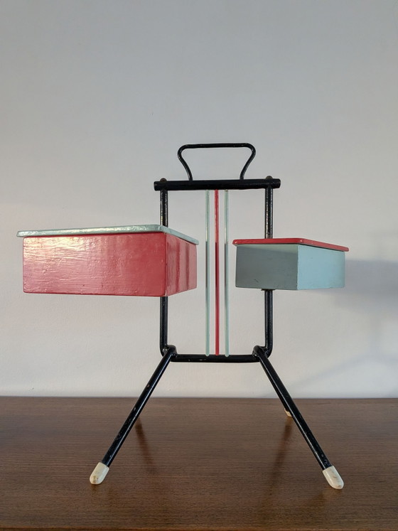 Scatola da cucito Mid-Century di Joos Teder per Metalux, Oggetti decorativi, Metallo, Legno, Multicolore (foto 3 di 9)