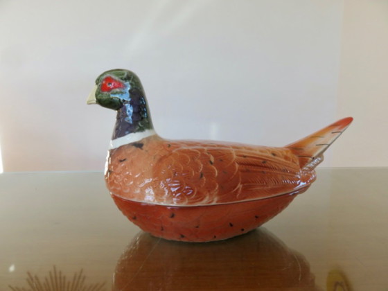 Image 1 of Pheasant terrine in slipware by Michel Caugant, 1950s-60s