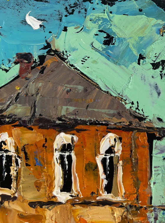 Image 1 of Original Oil Painting Day House Landscape Winds and sun of summer