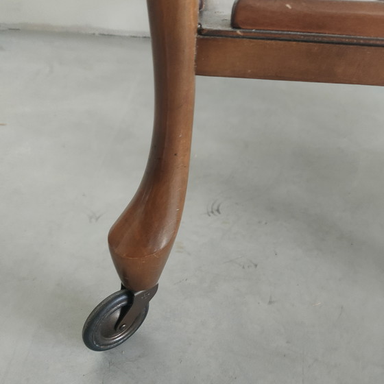 Image 1 of Vintage Webbing/Wicker Vitrine Serveerwagen/Bijzettafel (Chippendale Style)