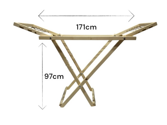 Image 1 of Wooden Clothes Airer, Laundry Drying Rack - Rustic Furniture, Foldable Horse