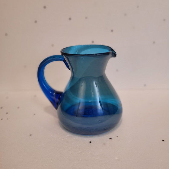 Image 1 of Jarra cristal soplado azul, 50’s - Italia