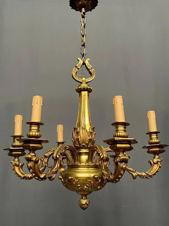 Kroonluchter in Lodewijk XVI-stijl. Massief brons. – Bronze (photo 2 of 8)