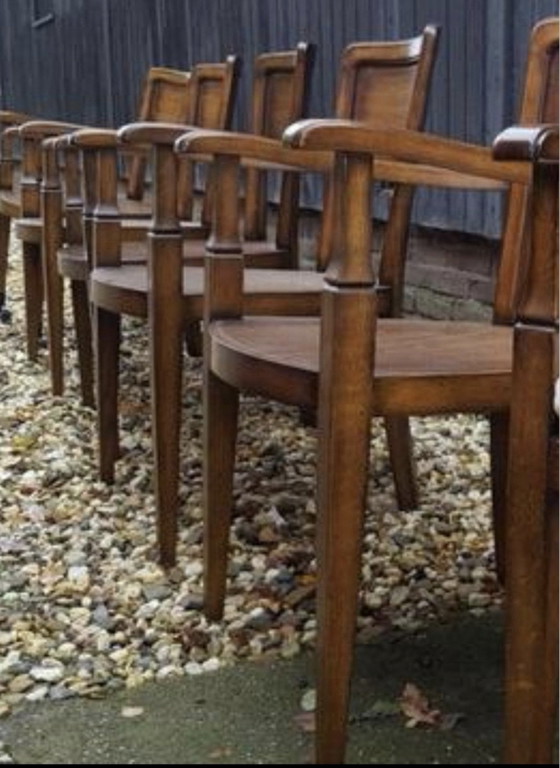 6 klassische Eichen-Esszimmer-Armlehnstühle, Esszimmerstühle, Holz, Braun (Foto 4 von 6)